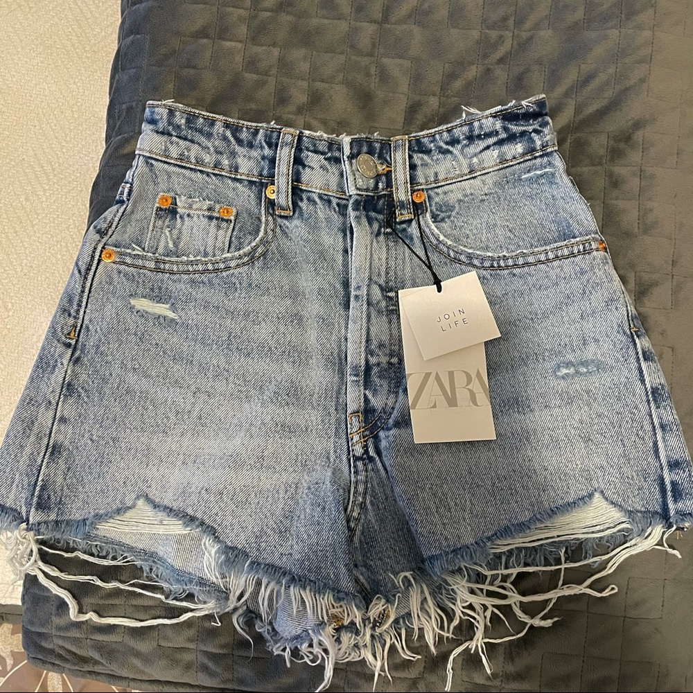 Zara size 0 high waisted denim shorts